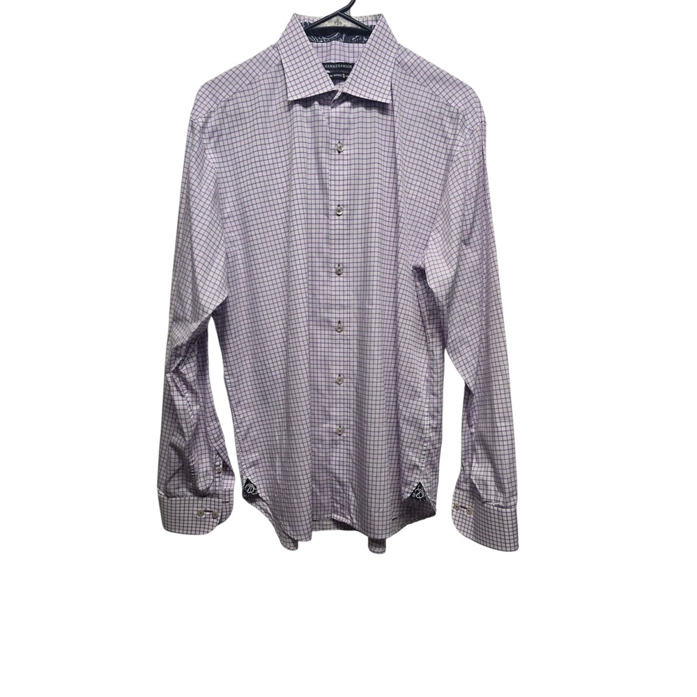 Hammer Made Purple Mens Dress Shirt‎ Long Sleeve Checkered Button Up 41/16